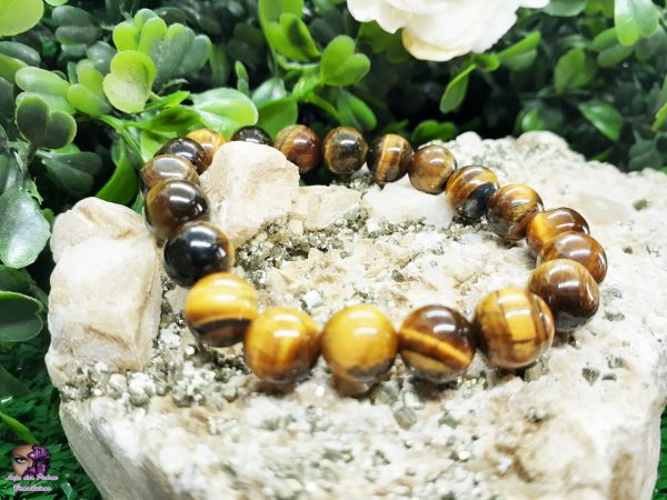 Pulseira de Pedra Natural de Olho de Tigre Unissex (10mm) - Imagem 2