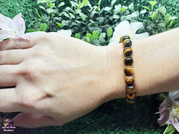 Pulseira de Pedra Natural de Olho de Tigre Unissex (10mm) - Imagem 4