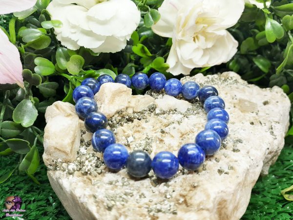 Pulseira de Pedra Natural de Quartzo Azul Unissex (10mm)