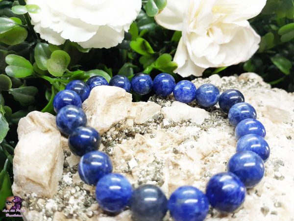 Pulseira de Pedra Natural de Quartzo Azul Unissex (10mm) - Imagem 2