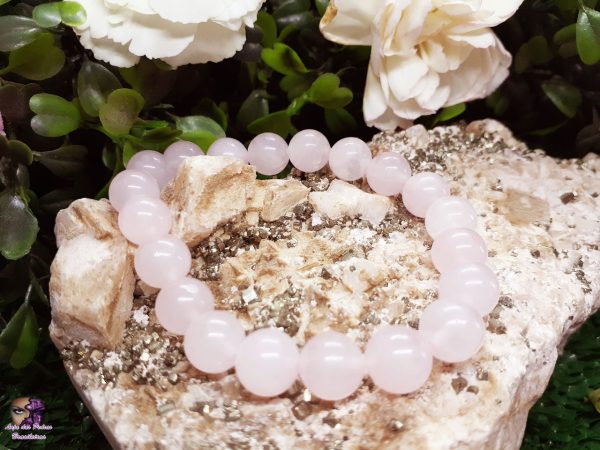 Pulseira de Pedra Natural de Quartzo Rosa Unissex (10mm)