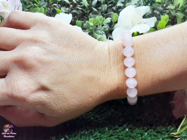 Pulseira de Pedra Natural de Quartzo Rosa Unissex (10mm) - Imagem 4