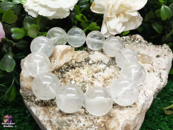 Pulseira de Pedra Natural de Cristal Quartzo Unissex (12mm)