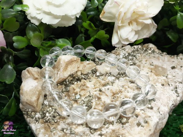 Pulseira de Pedra Natural de Cristal Quartzo Unissex (8mm)