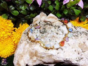 Pulseira Corrente de Pedras Mistas (Banho Dourado)