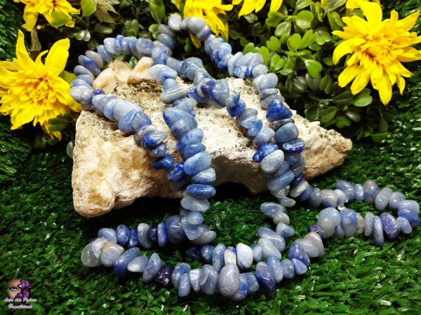 Colar de Lasca de Quartzo Azul Natural