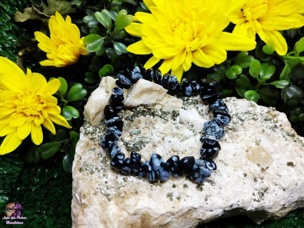 Pulseira de Lasca de Obsidiana Floco de Neve