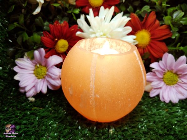 Porta Velas de Selenita Laranja