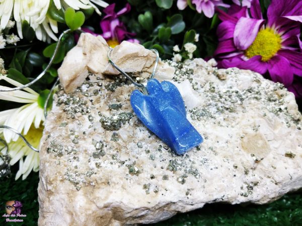 Pingente de Anjo em Quartzo Azul