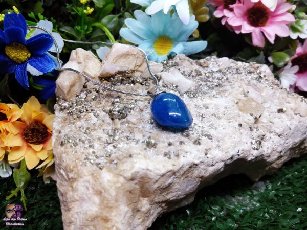 Pingente de Pedra Rolada em Ágata Azul