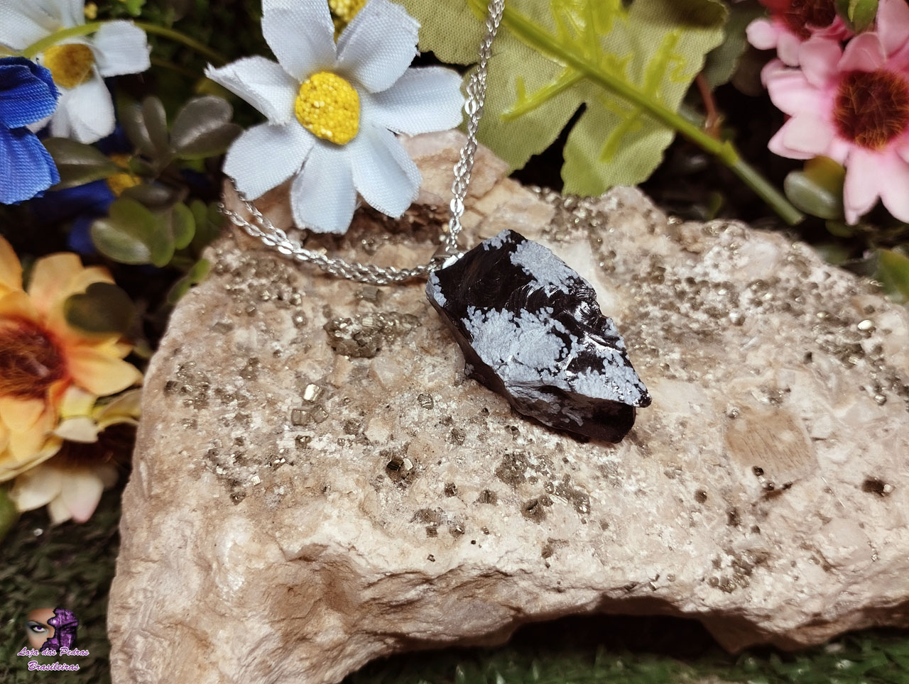 Pingente de Obsidiana Floco de Neve