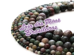 Fio de Pedras em Jaspe Sanguíneo Heliotropo (Indiano)