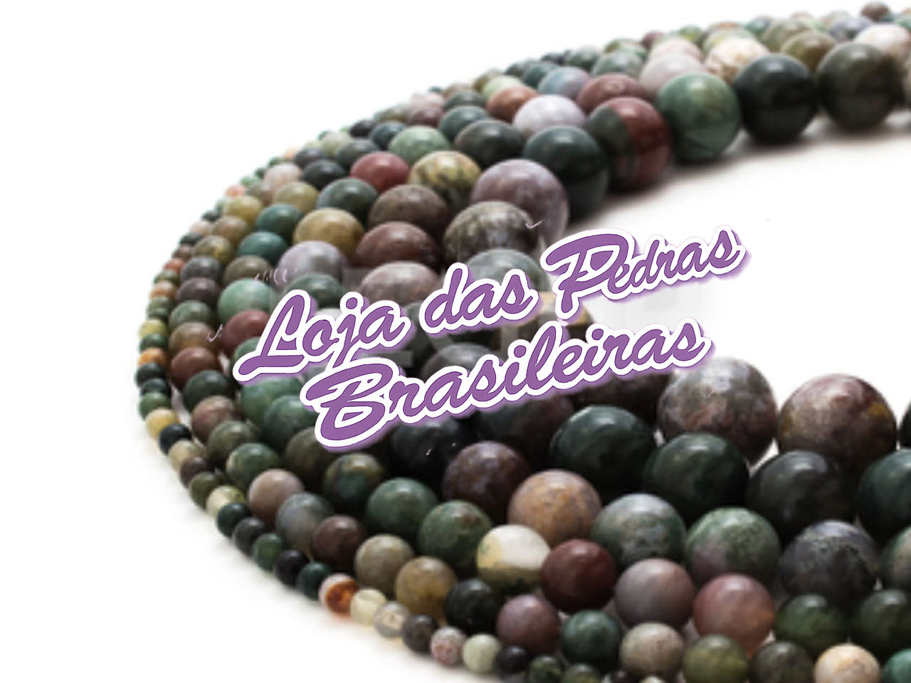 Fio de Pedras em Jaspe Sanguíneo Heliotropo (Indiano)