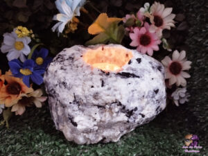 Porta Vela de Quartzo com Turmalina Negra